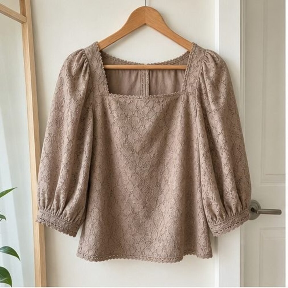 Taupe Ruffle Blouse